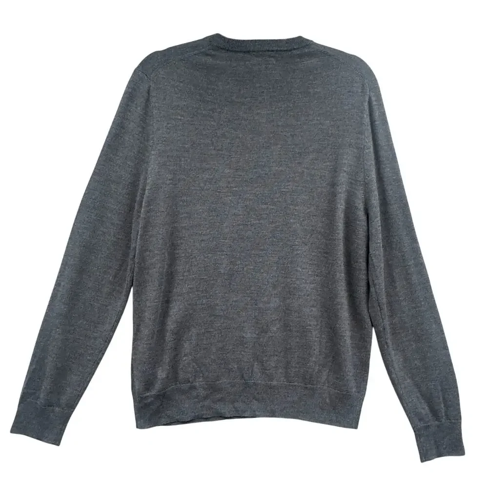 Brooks Brothers Merino Wool Sweater M V-Neck Gray Preppy Ivy League Old Money
